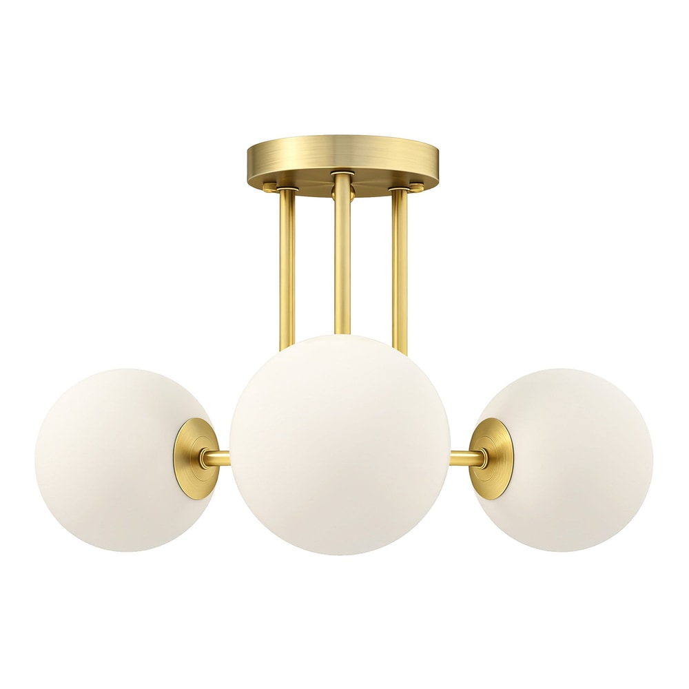 HOMCOM LED Ceiling Light with Globe Shades featuring three white glass spheres on a gold frame