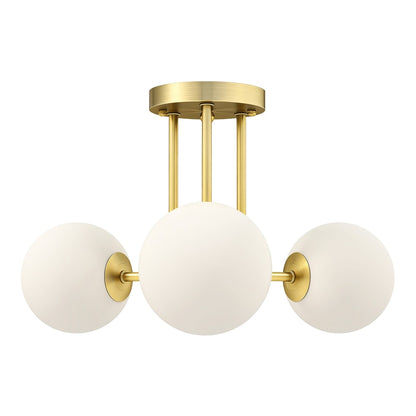 HOMCOM LED Ceiling Light with Globe Shades featuring three white glass spheres on a gold frame