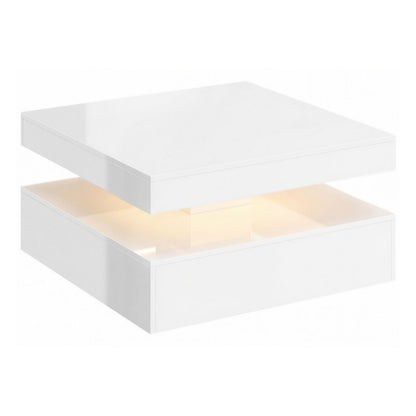 HOMCOM LED Coffee Table with Storage in high gloss white with warm internal lighting