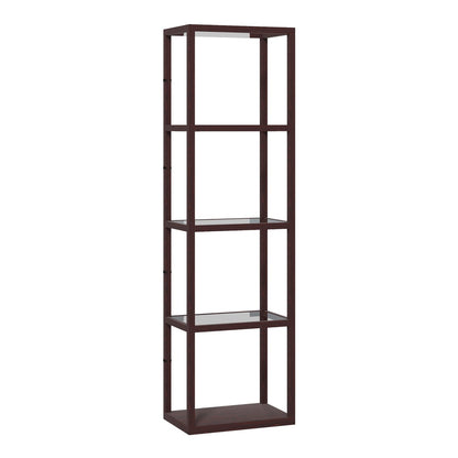 HOMCOM LED Floor Lamp with Glass Shelves, a dark brown four-layer standing lamp with integrated LED lighting