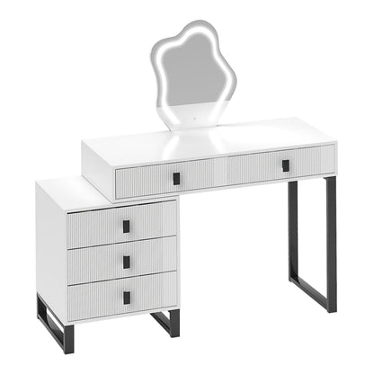 HOMCOM LED Lighted Dressing Table with Leaf Shape Mirror on a plain white background