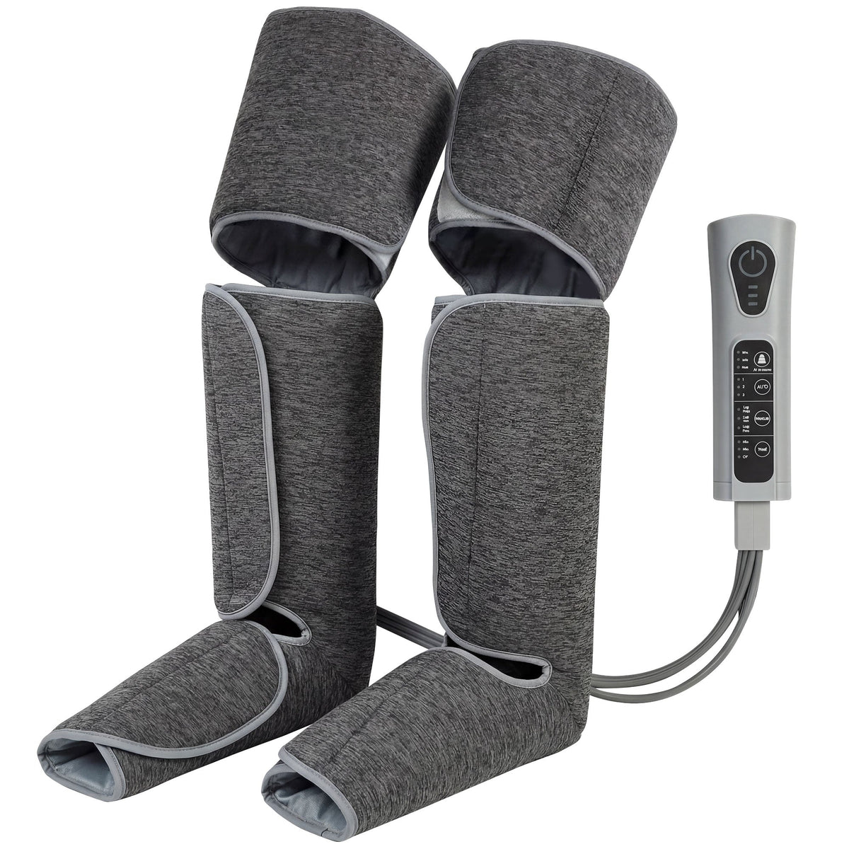 HOMCOM Leg Massager with Heat, a grey fabric foot and calf compression machine with a remote control