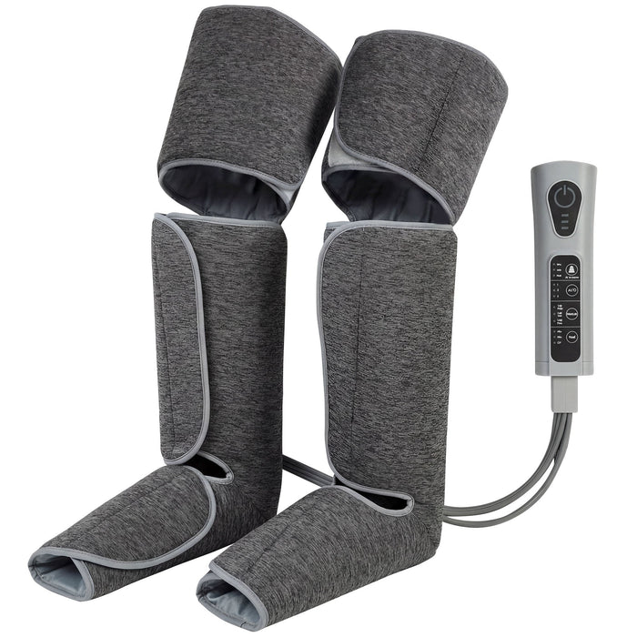 HOMCOM Leg Massager with Heat, a grey fabric foot and calf compression machine with a remote control