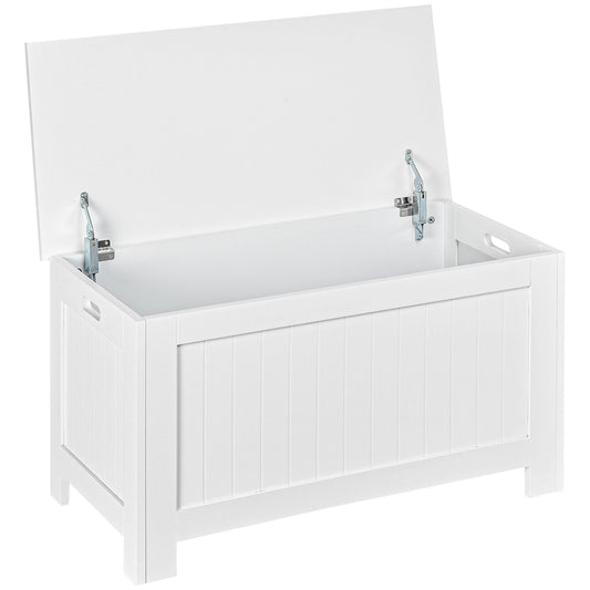 HOMCOM Lift Top Storage Chest Toy Box Organizer with lid open showing the inside