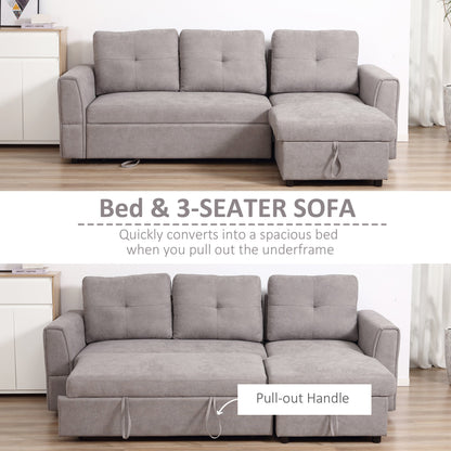 The sofa showing the pull out mechanism to convert the seat into a flat sleeping surface