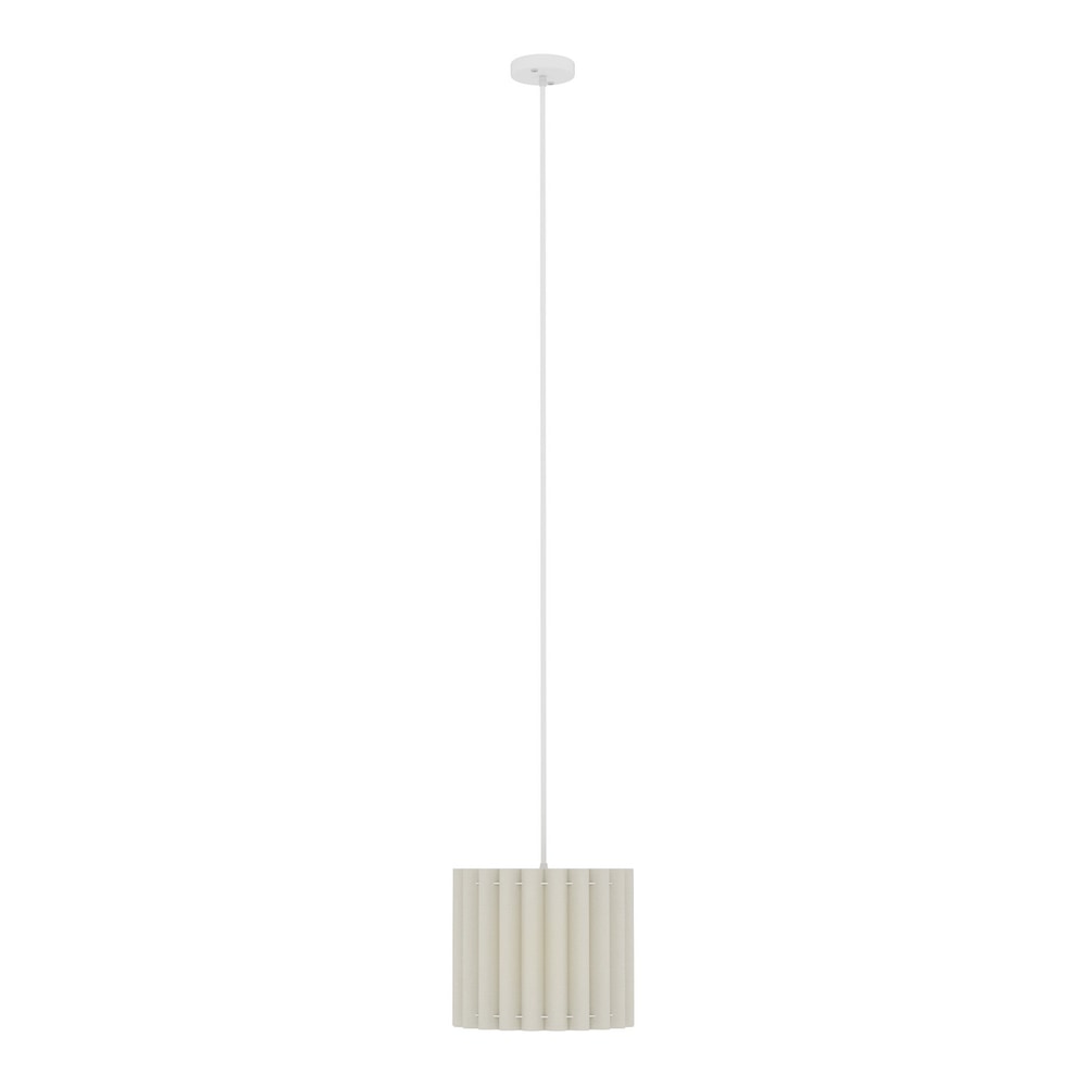 HOMCOM Linen Pendant Light, a white ceiling light with a pleated cylindrical shade hanging from a white cord