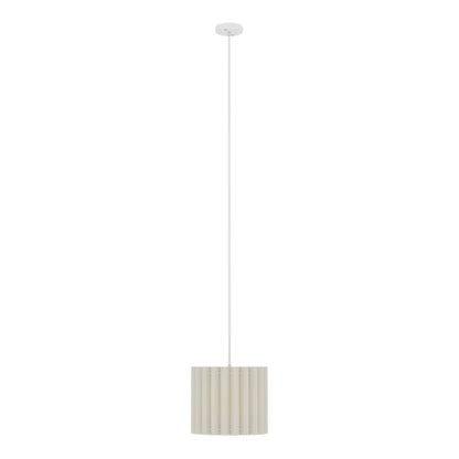 HOMCOM Linen Pendant Light, a white ceiling light with a pleated cylindrical shade hanging from a white cord