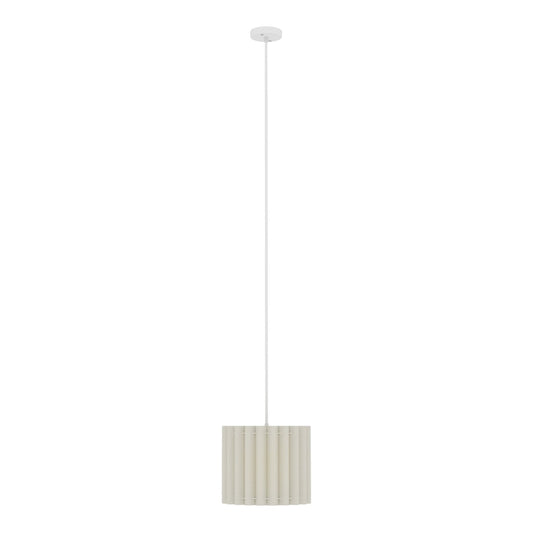 HOMCOM Linen Pendant Light, a white ceiling light with a pleated cylindrical shade hanging from a white cord