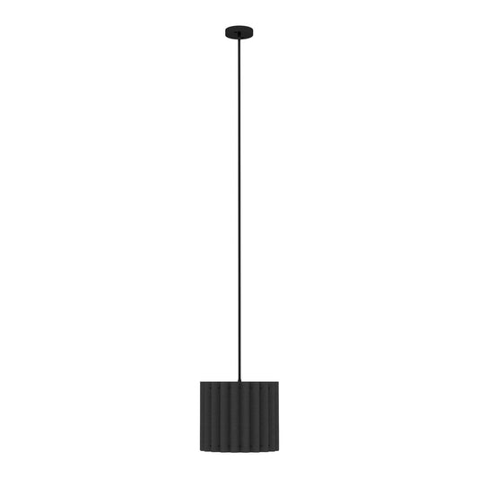 HOMCOM Linen Pendant Light, a black fabric drum lampshade hanging from a black cord