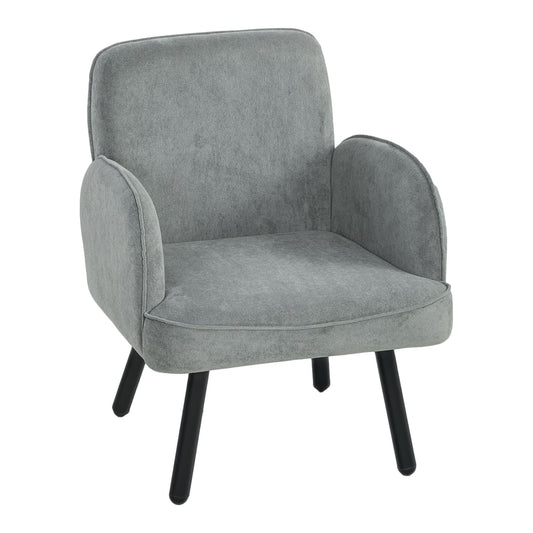 HOMCOM Lounge Chair Velvet Upholstered Armchair in grey velvet with black legs