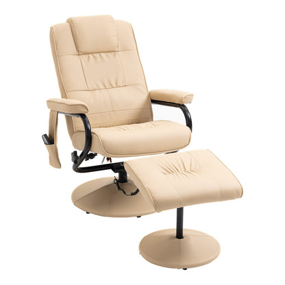 HOMCOM Swivel Recliner Chair and Footstool in beige with a remote control on the side