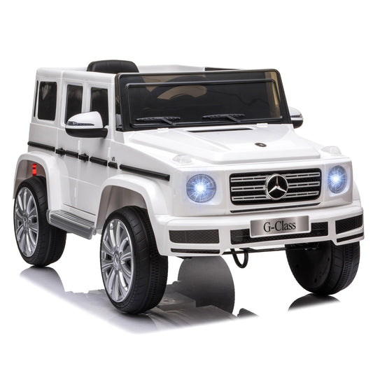 HOMCOM Mercedes Benz G500 Licensed 12V Kids Electric Ride On Car Toy in white with glowing headlights