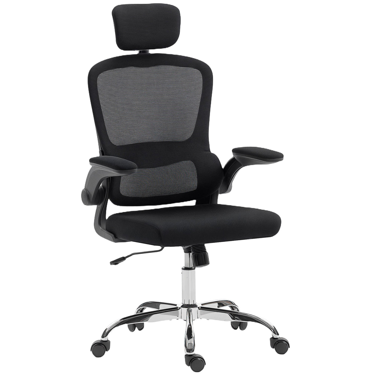 HOMCOM Mesh Back Office Chair with headrest and lumbar support in black