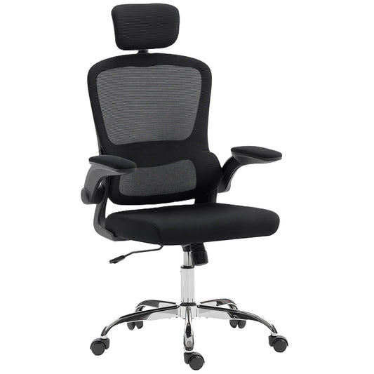 HOMCOM Mesh Back Office Chair with headrest and lumbar support in black