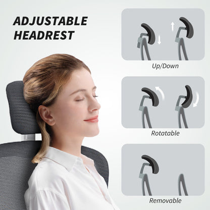 Close up of the adjustable headrest on the mesh office chair