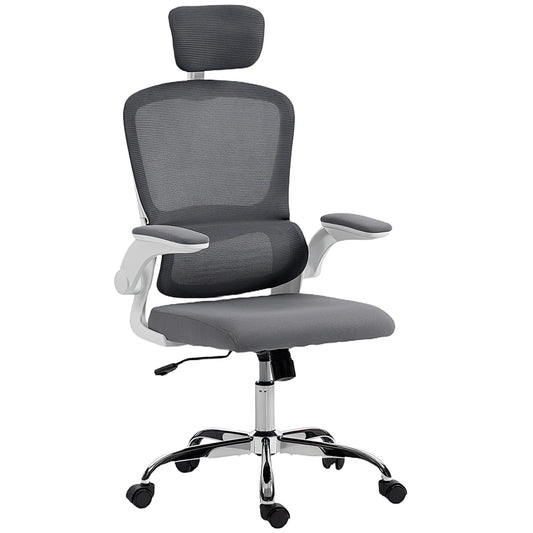 HOMCOM Mesh Back Office Chair with lumbar support in charcoal grey