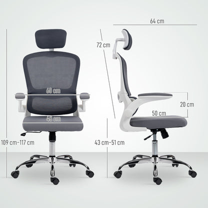 Dimensions of the charcoal grey mesh back office chair
