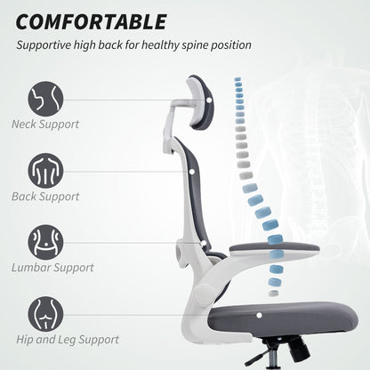 The office chair offers neck, back, lumbar and hip support