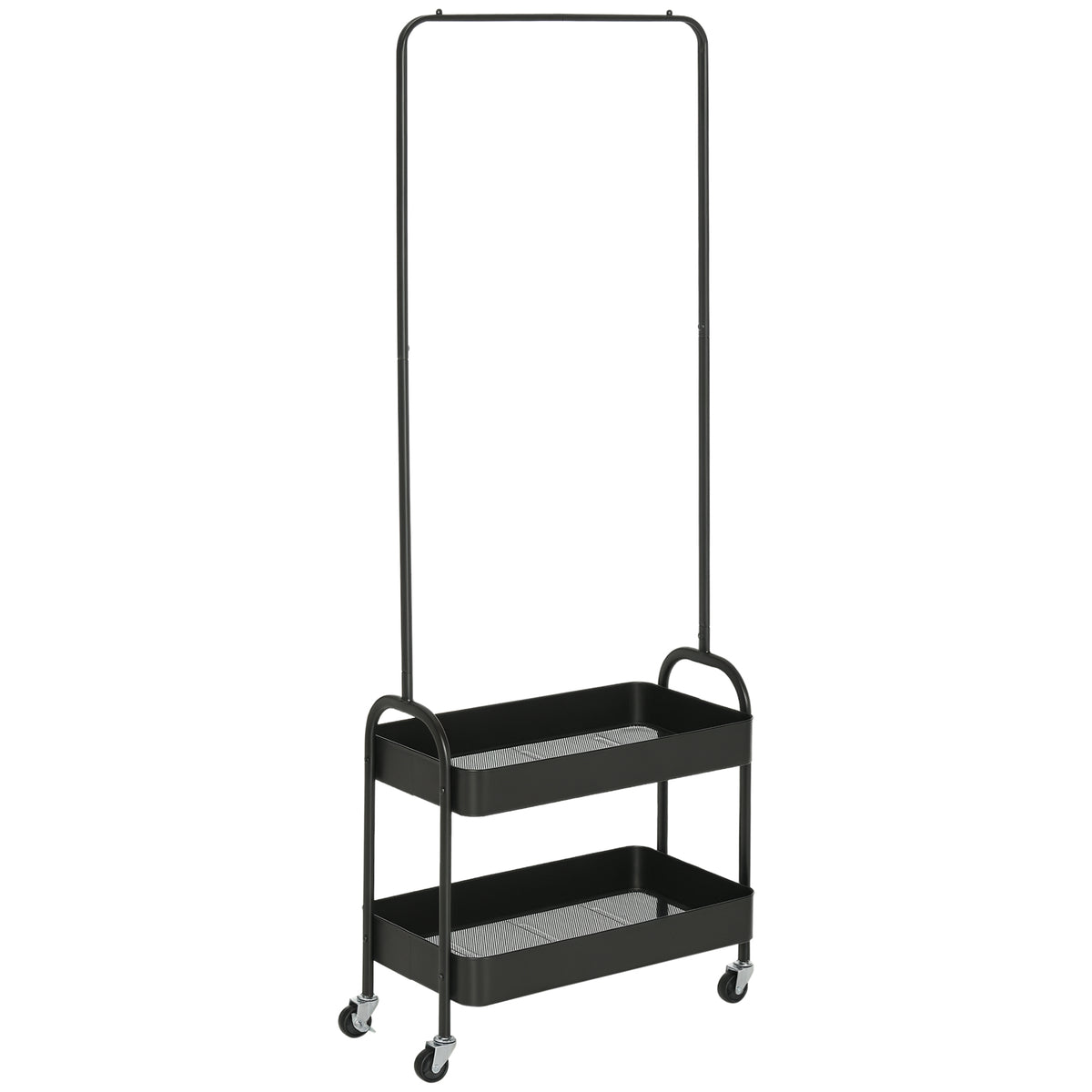 HOMCOM Metal Clothes Rack with Shoe Storage in Black
