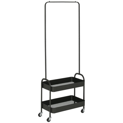 HOMCOM Metal Clothes Rack with Shoe Storage in Black