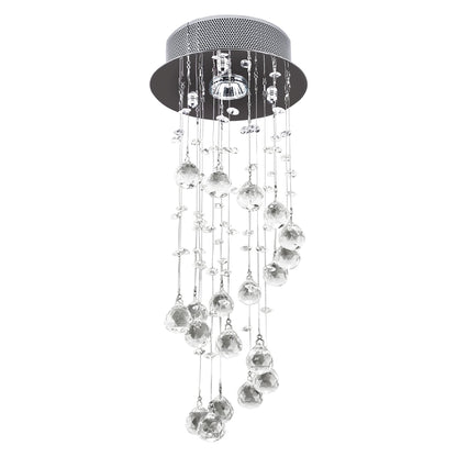HOMCOM Metal Crystal Ceiling Light Chandelier with hanging glass spheres on a silver circular base