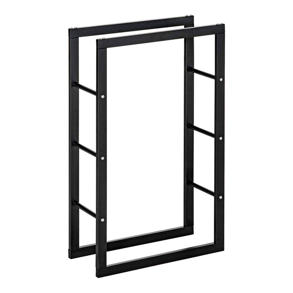 HOMCOM Metal Firewood Log Holder tall rack with side rails for indoor or outdoor use
