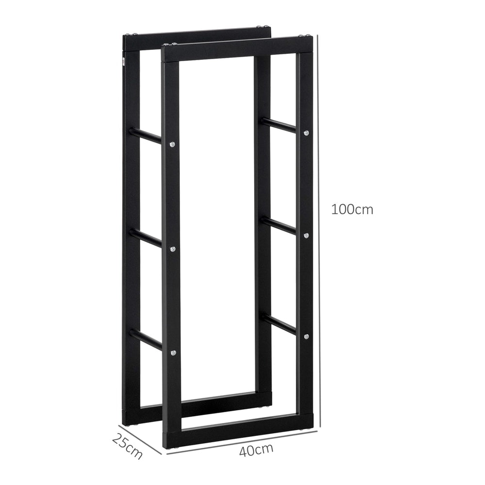 Dimensions of the tall firewood rack, 40cm wide and 25cm deep
