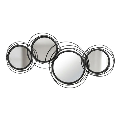 HOMCOM Metal Wall Art 56cm Modern Decorative Mirror Decor with four circular mirrors and black metal wire frame