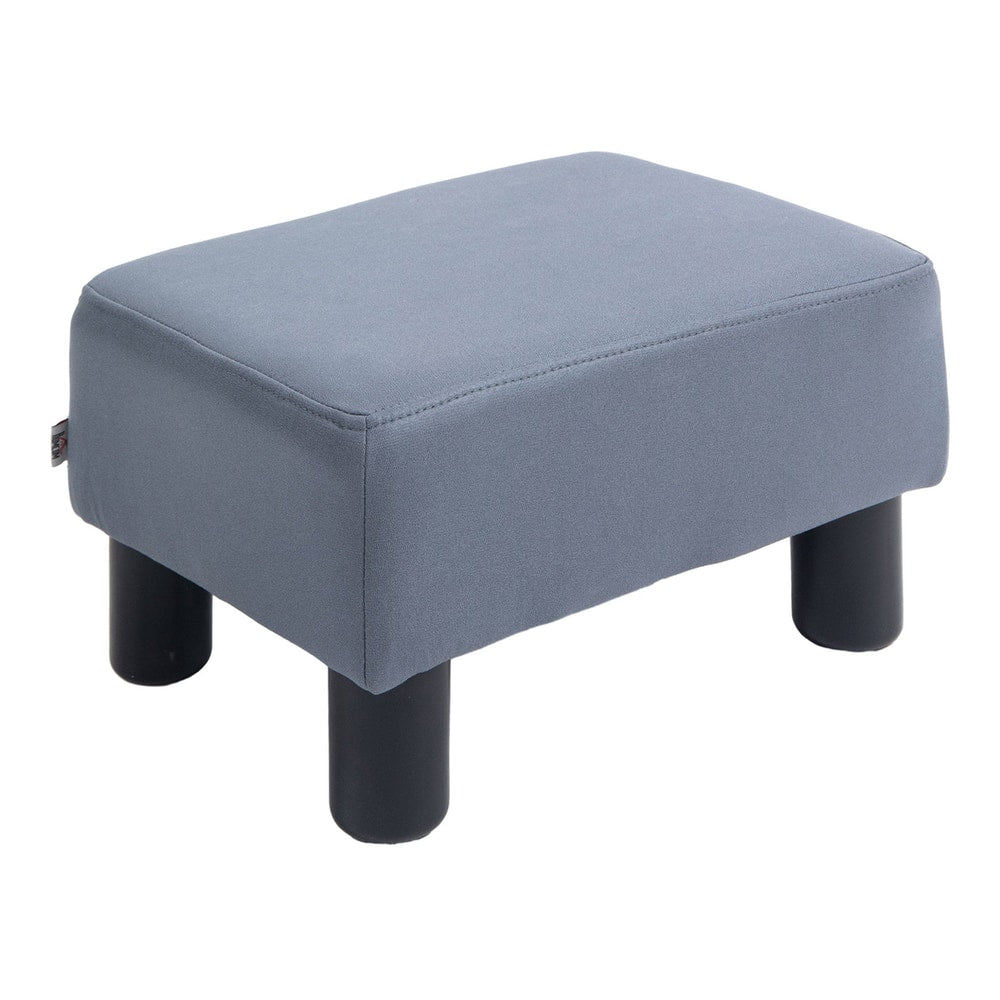 HOMCOM Microfiber Cloth Footstool, a small rectangular grey footrest with four black legs