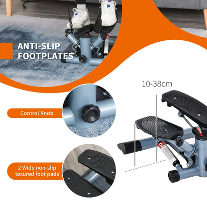 The stair stepper showing the adjustable control knob and textured non-slip foot plates