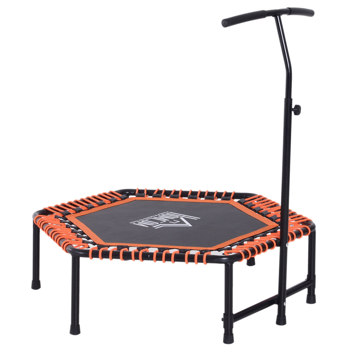 HOMCOM Mini Trampoline W/Adjustable Handle Bar in Black and Orange
