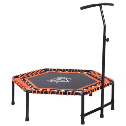 HOMCOM Mini Trampoline W/Adjustable Handle Bar in Black and Orange
