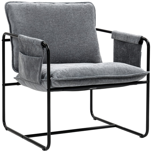 HOMCOM Minimal Padded Accent Chair in Grey