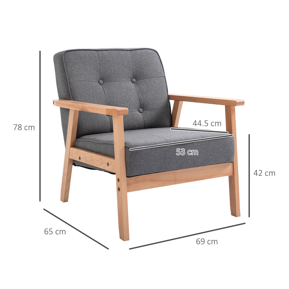 Dimensions of the wooden frame accent chair shown with measurements