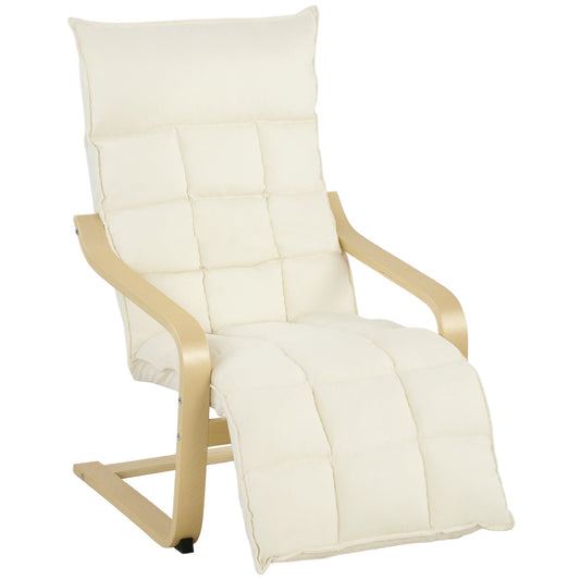 HOMCOM Modern Accent Chair in cream white with a plush quilted cushion and curved wooden frame