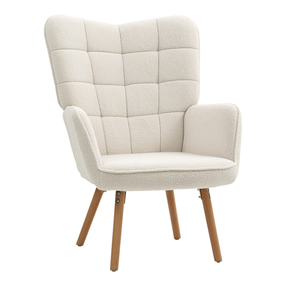 HOMCOM Modern Accent Chair in Cream White