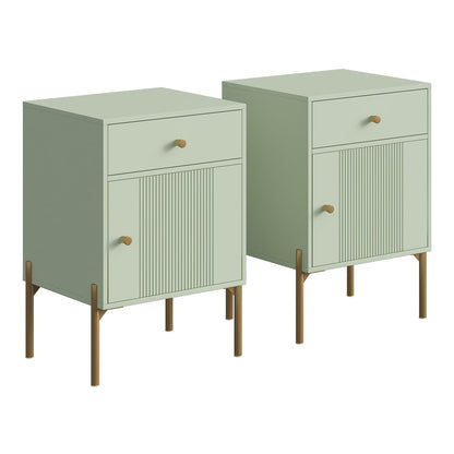 HOMCOM Modern Bedside Tables Set of 2 in Light Green