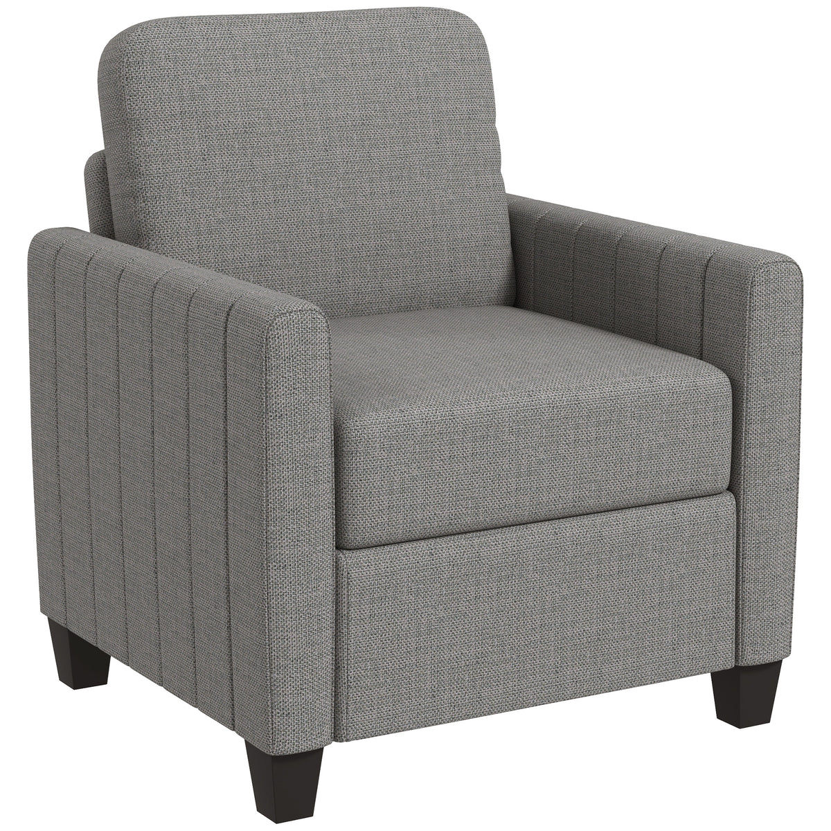 HOMCOM Modern Boxy Linen-Look Armchair in Light Grey