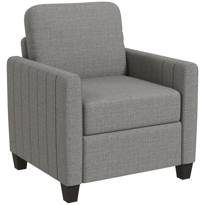 HOMCOM Modern Boxy Linen-Look Armchair in Light Grey