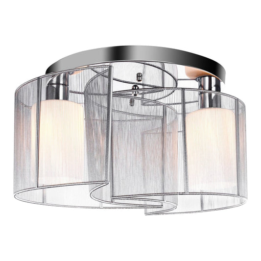 HOMCOM Modern Chandelier in Creamy White and Silver