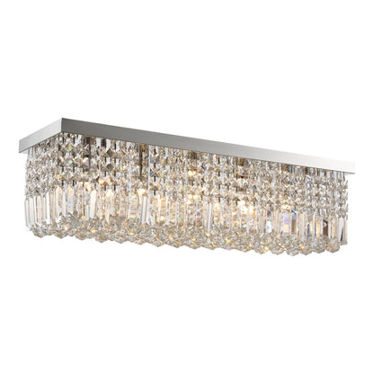 HOMCOM Modern Crystal Ceiling Light Square Crystal Chandelier, a rectangular light fixture with multiple tiers of crystals