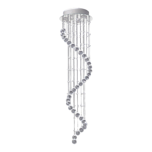 HOMCOM Modern Crystal Chandelier Ceiling Light Pendant Lamp in Silver