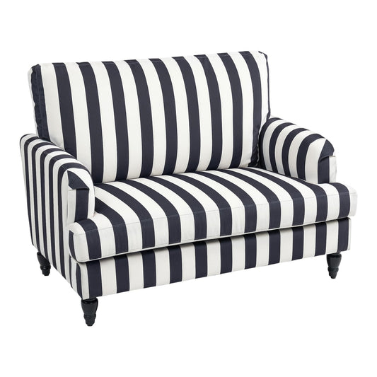 HOMCOM Modern Cuddle Chair, a black and white striped single sofa armchair with turned legs