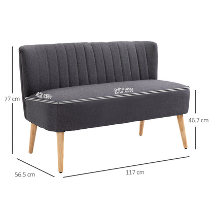 Size diagram of the dark grey loveseat couch showing dimensions in cm