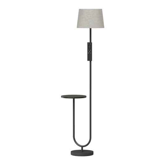 HOMCOM Modern Floor Lamp with Shelf in Black