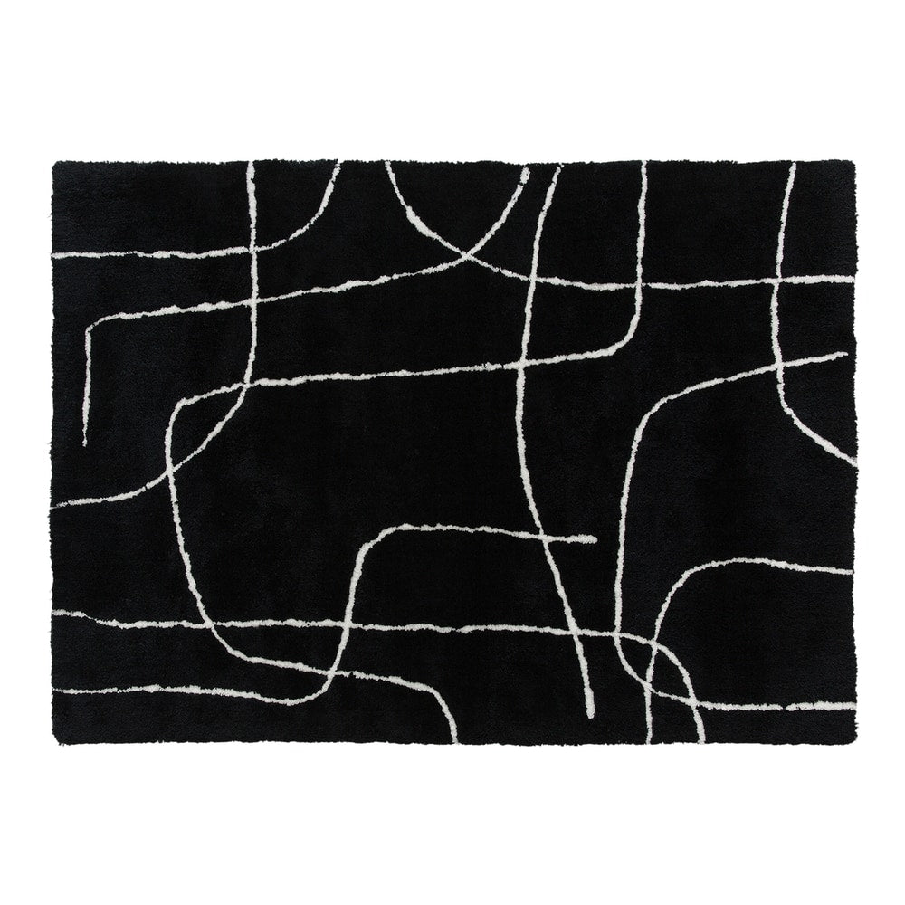 HOMCOM Modern Fluffy Area Rug in Black