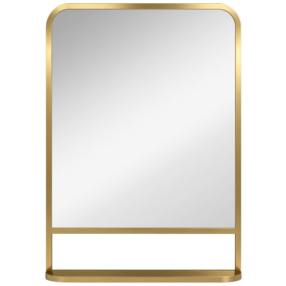 HOMCOM Modern Rectangular Wall Mirror with Storage Shelf in a gold tone finish
