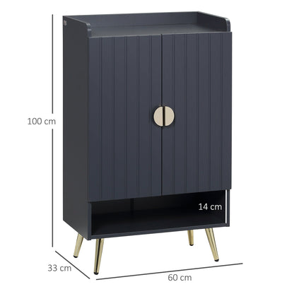 The shoe storage unit shown with dimension lines indicating its height, width and depth