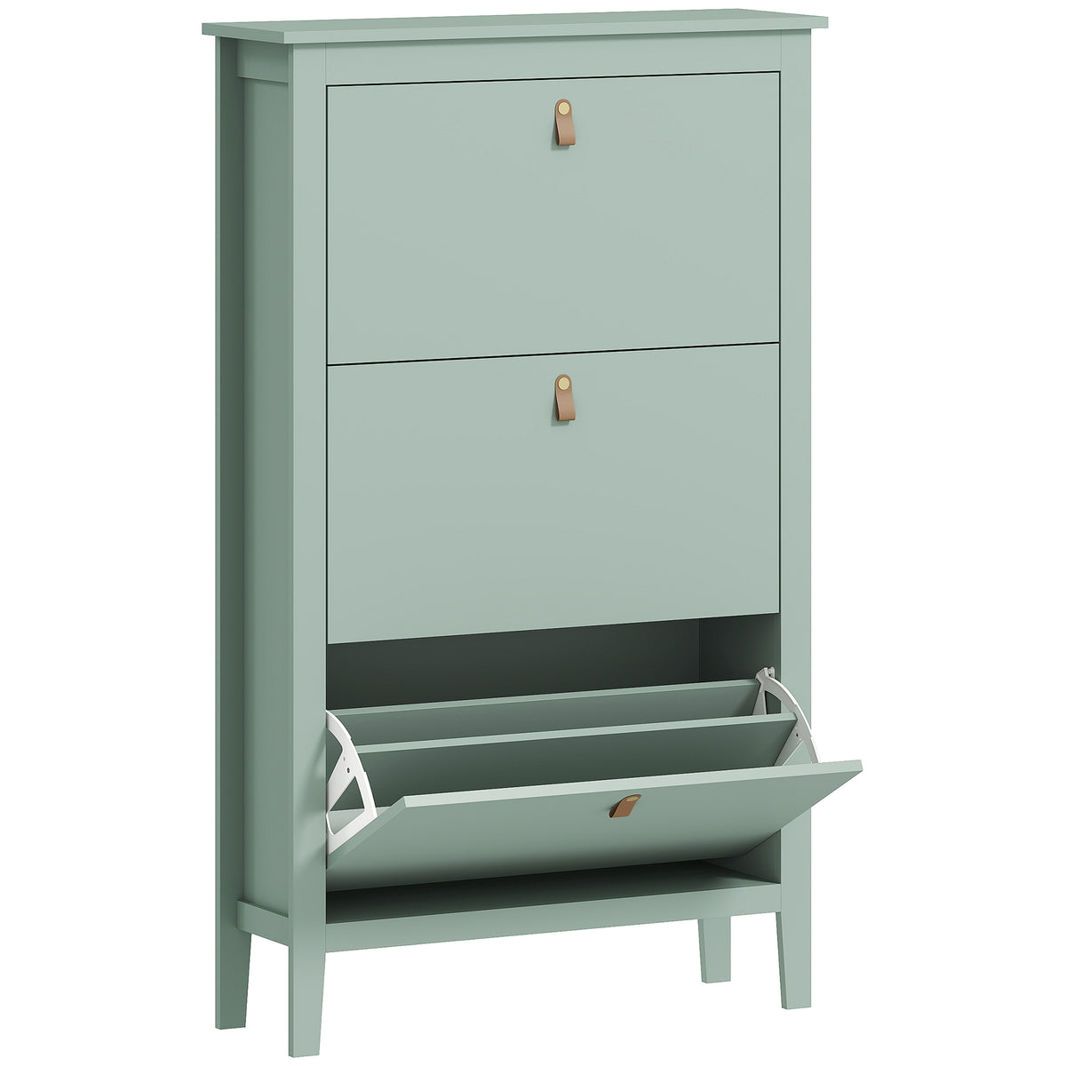 HOMCOM Modern Three-Drawer Shoe Cabinet in Green