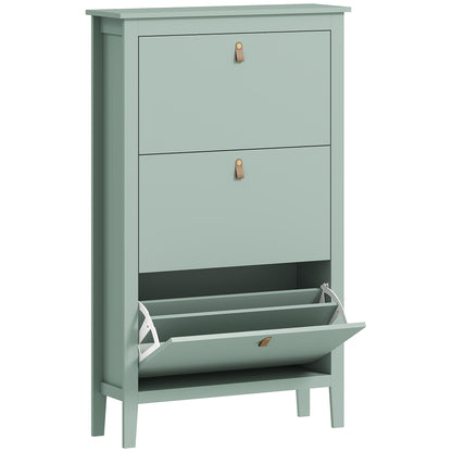 HOMCOM Modern Three-Drawer Shoe Cabinet in Green